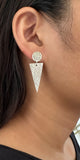 Silver Beaten Round Triangular Earrings