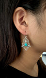 Trendy turquoise Carved Flower Drops