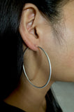 Silver Round Lined Hoops Big