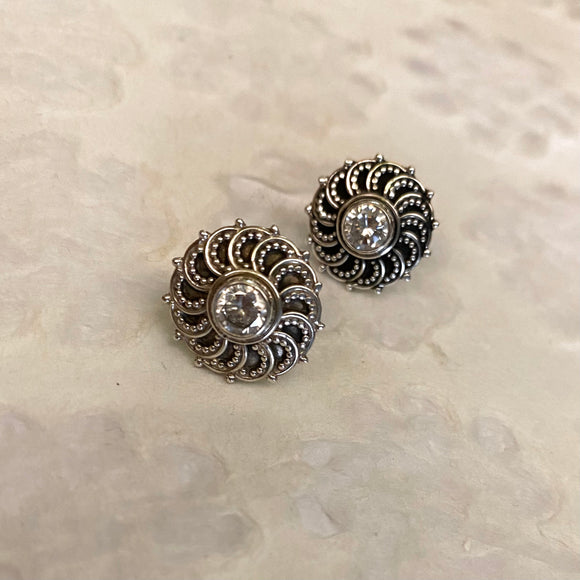 Carved Crystal round studs
