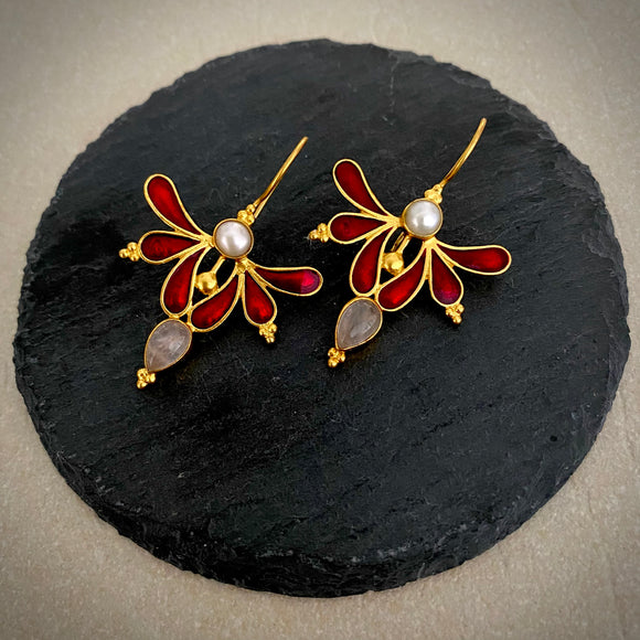 Opulent Gold Red Butterfly Drops