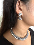 Stonned Round Crystal Chokar String with Earrings