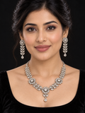 Stonned Cubic Zirconia Necklace With Earrings