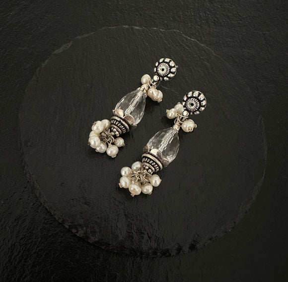 Pristine Pearl Crystal Flower Earring