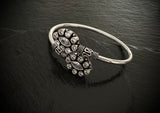 Carved Oval Floral Crystal  Cuff