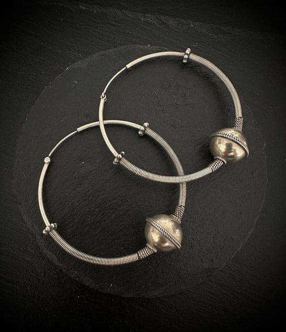 Silver Cut Design Ball Loops