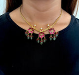 Auric Flower Kemp Necklace with Earrings