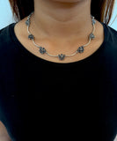 Stonned Blue Cobalt Flower Necklace Set