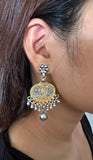 Two Tone Carved Floral Drop Earring