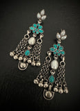Trendy turquoise Floral Pearl Drops