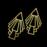 Opulent Gold Triangular Funky Earrings
