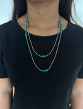 Silver Turquoise Balls Long Chain