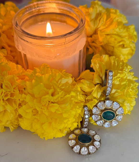 Opulent Gold Moissanite Emerald Drop Balis