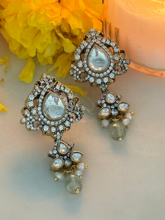 Opulent Gold Moissanite Drop Earrings