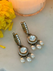 Opulent Gold Moissanite Pearl Drop Balis