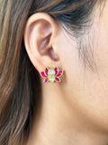 Opulent Gold Pink Lotus Studs