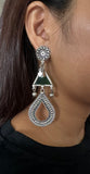 Green Long Carved Tear Drops