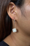 Silver Rose Hook Earrings
