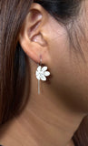 Silver Flower Short Hook Earrings