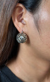 Silver Cut Design Round Big Studs