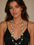 Stonned Turquoise Pearl Long Necklace