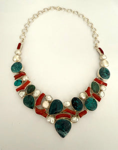 Stonned Turquoise Coral Collar