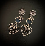 Sheesha Earring Blue Heart Drops.