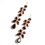 Stoned Garnet Floral Earrings