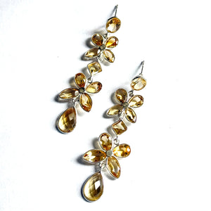 Stoned Citrine Floral Earrings