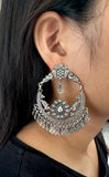 Tribal Floral Peacock Chand Bali Earring