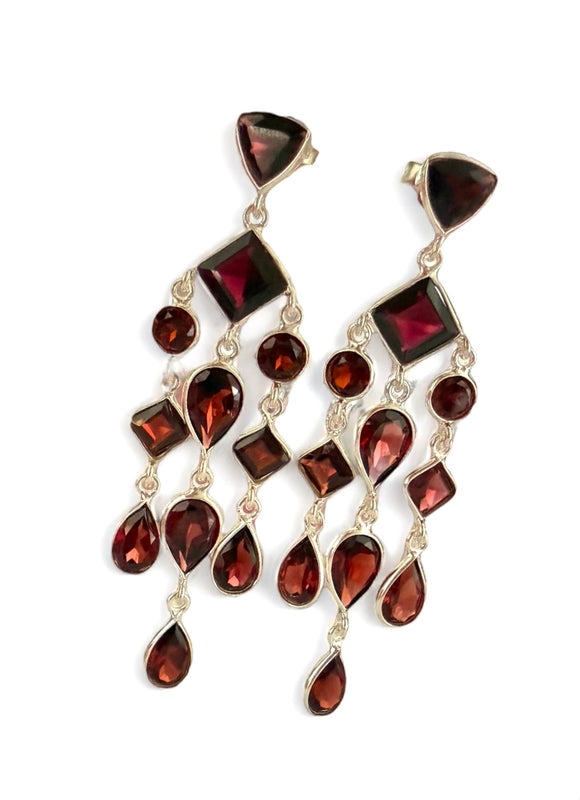 Stoned Garnet Drop Earrings