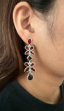 Stoned Garnet Floral Earrings