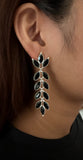 Stoned Black Onyx Leafy Earrings