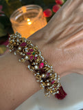 Ethnic Kundan Pearls thread cuff