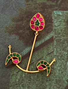 Opulent Gold Kundan Birds Boat