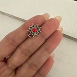 Silver floral red wire nosepin
