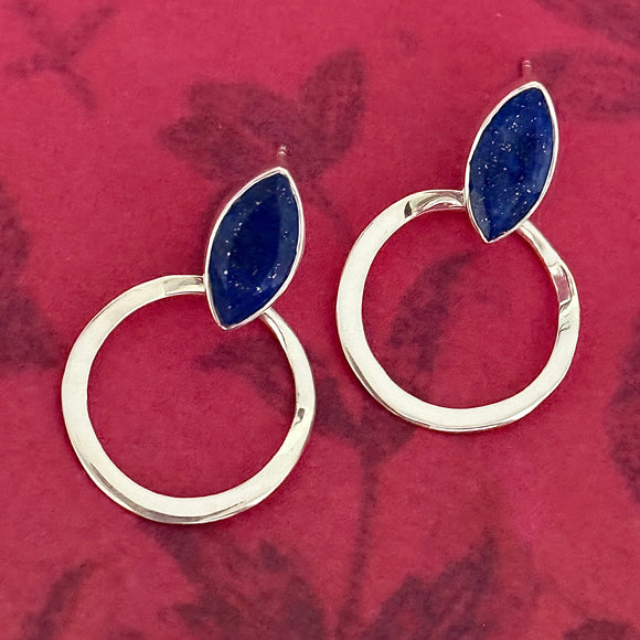 Stoned Lapiz Circular Earrings