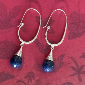 Stoned Lapiz Bali Drop Earrings
