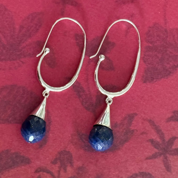 Stoned Lapiz Bali Drop Earrings
