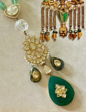 Auric Statement Long Necklace With Emerald