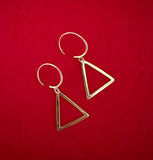 Silver Goldplated Triangular Hoop Earrings