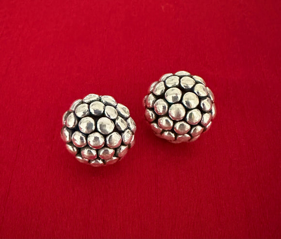 Silver Round Dotted Studs