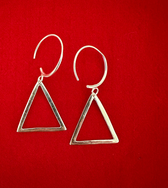 Silver Triangular Hoop Earrings