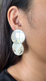Silver Double Round Earrings