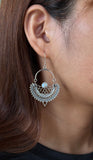 Stoned Pearl Crescent Earrings
