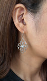 Stoned Pearl Carved Earrings