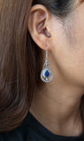 Stoned Lapiz Long Teardrops Earrings