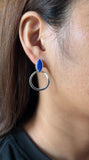 Stoned Lapiz Circular Earrings