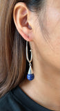 Stoned Lapiz Bali Drop Earrings