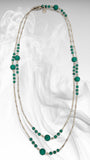 Silver Turquoise Balls Long Chain